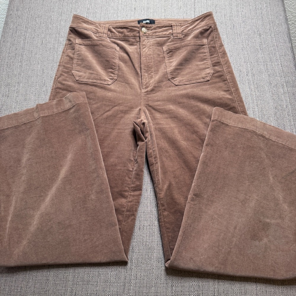 Paige Brown Corduroy Wide Leg Patch Pocket Pants Size 31 High Rise Trousers